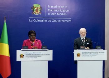 Thiery Lézin Moungalla et Irène Marie Cécile Mboukou-Kimbatsa face à la presse